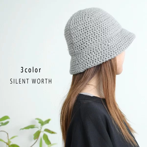 ワッフル編みバケットハット