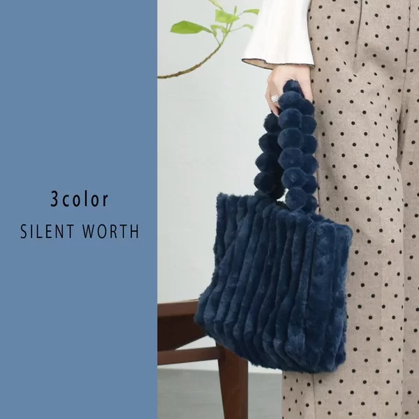 ストライプフェイクファービッグトートバッグ