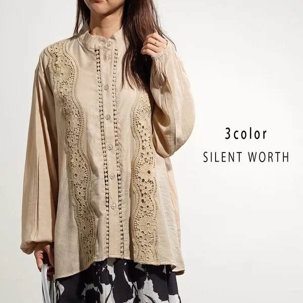 レース使いデザインシャツ