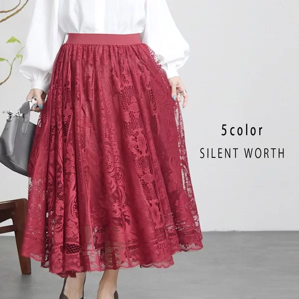 パネル柄レーススカート