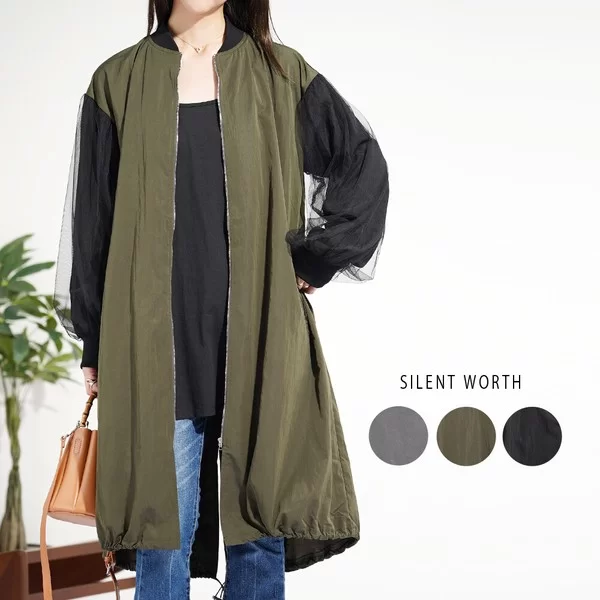 【2025新作】袖配色ロングブルゾン