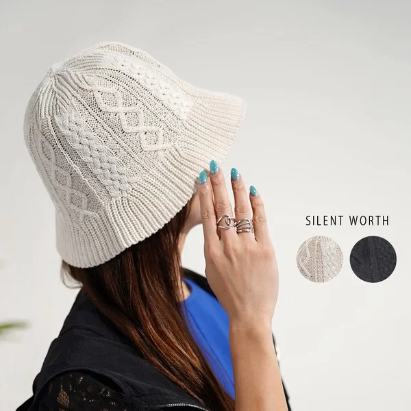 【2025新作】ケーブル編み風バゲットハット