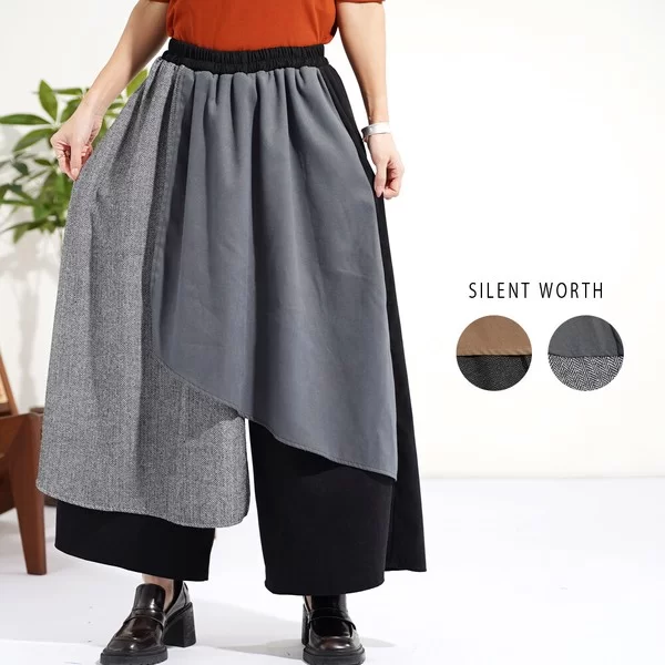 【20%OFF】【2025新作】異素材アシメレイヤードパンツ(s)