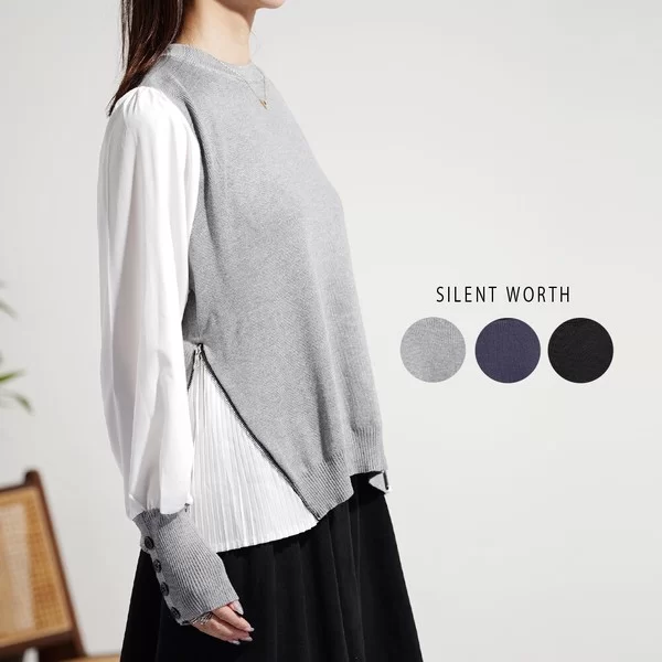 【2025新作】サイドプリーツ異素材切替プルオーバー(n)