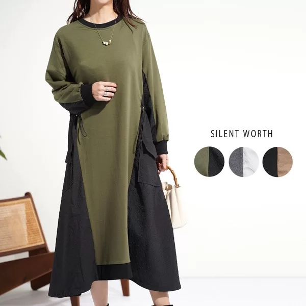 【2025新作】サイドジャカード切替ワンピース