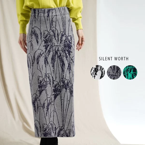 総柄ナローニットスカート