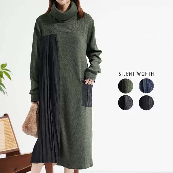 アシメプリーツ切替ワンピース