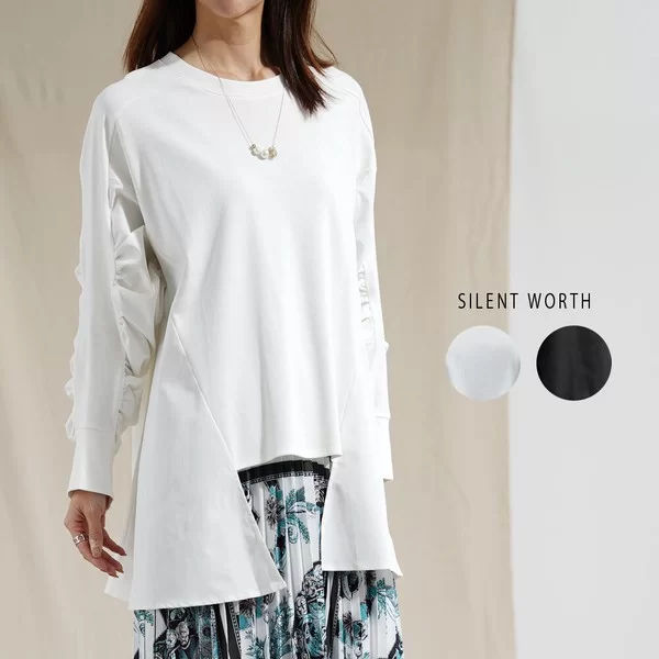 【2025新作】袖シャーリングロングテールプルオーバー(n)