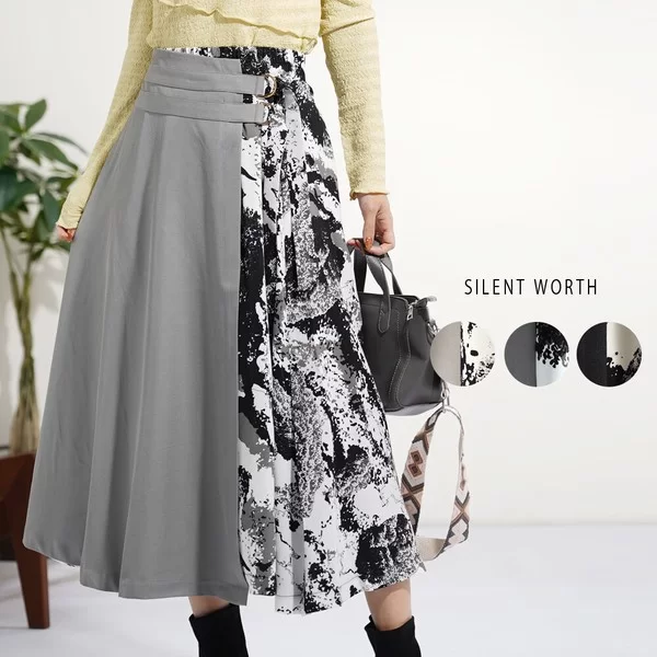 【新色追加】【2026新作】プリント切替ラップスカート(n)