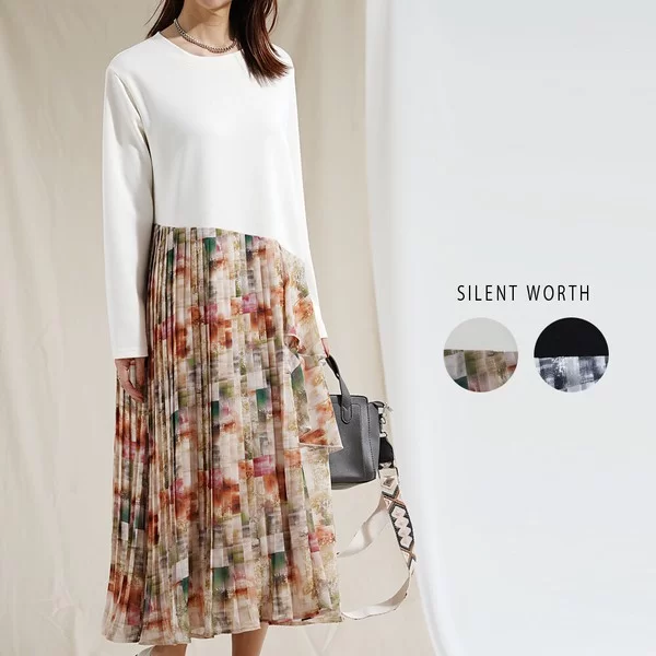 【2026新作】ぼかし柄アシメ切替ワンピース(n)