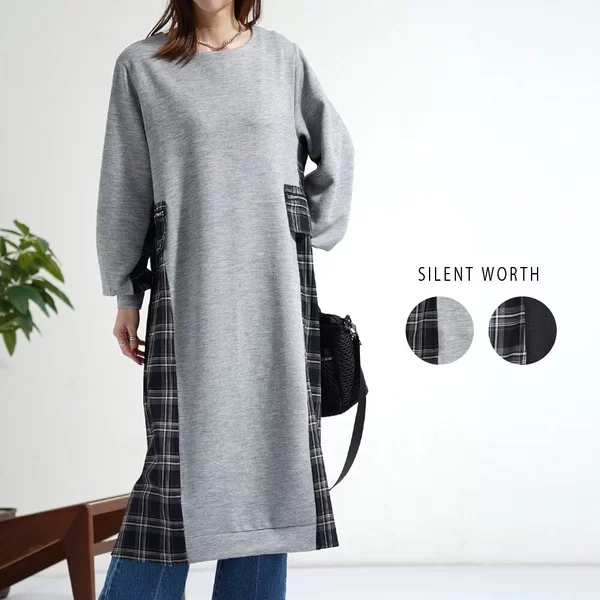 【30%OFF】【2026新作】サイドチェック切替ワンピース(s)