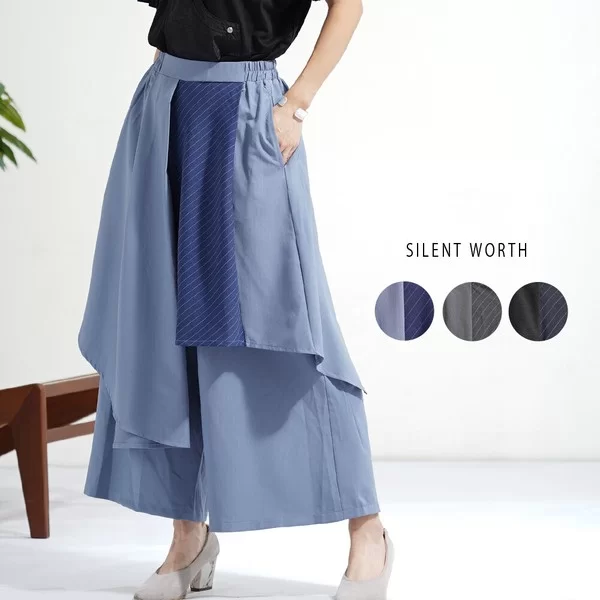 【2026新作】ストライプ切替アシメパンツ(n)