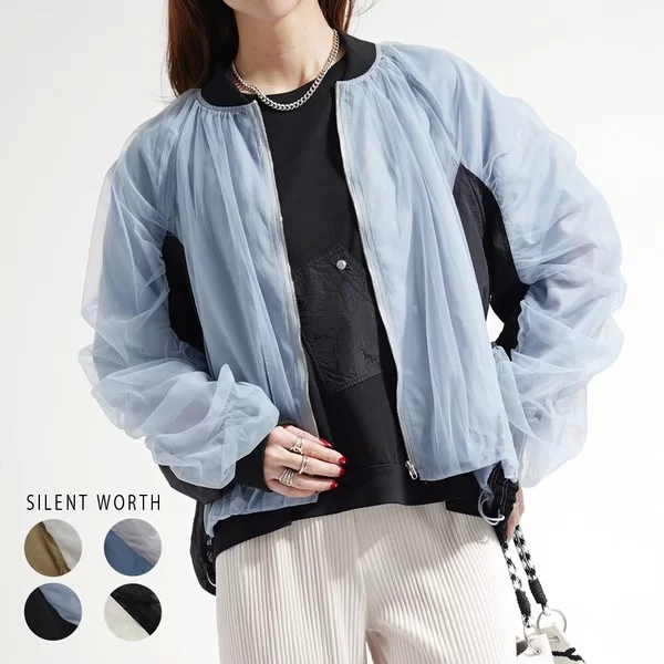 【2026新作】シャーリング配色切替ブルゾン(n)