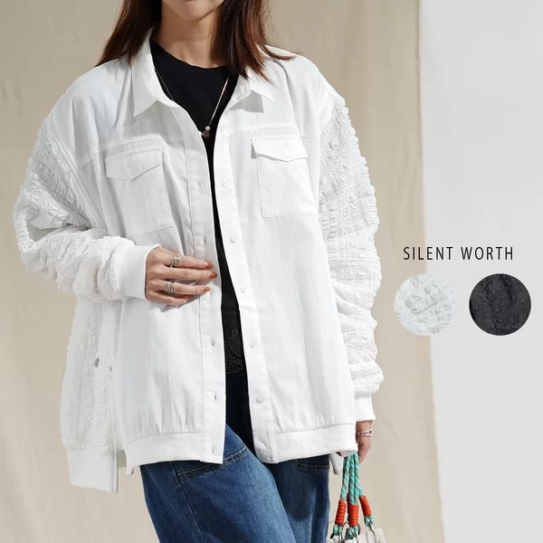 【2026新作】ジャカード切替ジップデザインジャケット(n)