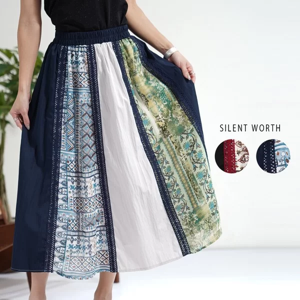【2026新作】レース使いパッチワークスカート(n)