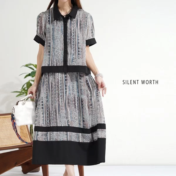 【2026新作】シャツ重ね風ワンピース(n)
