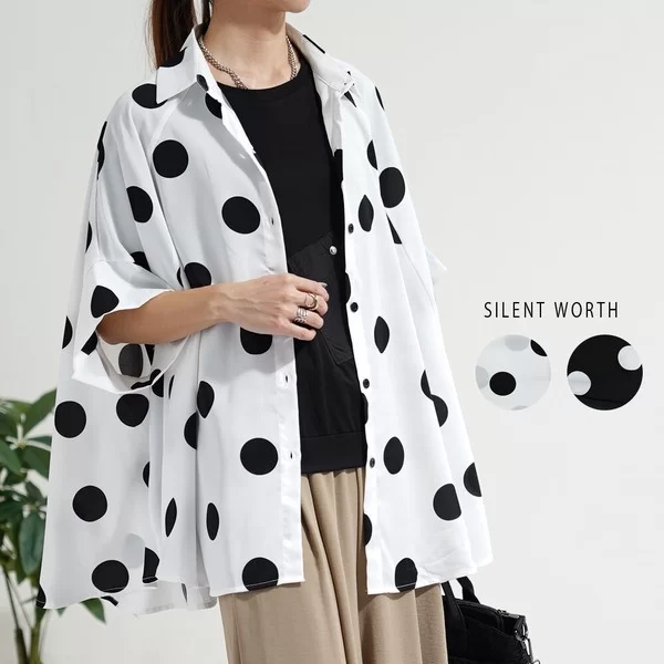 【2026新作】大判ドット柄ビッグシャツ(n)