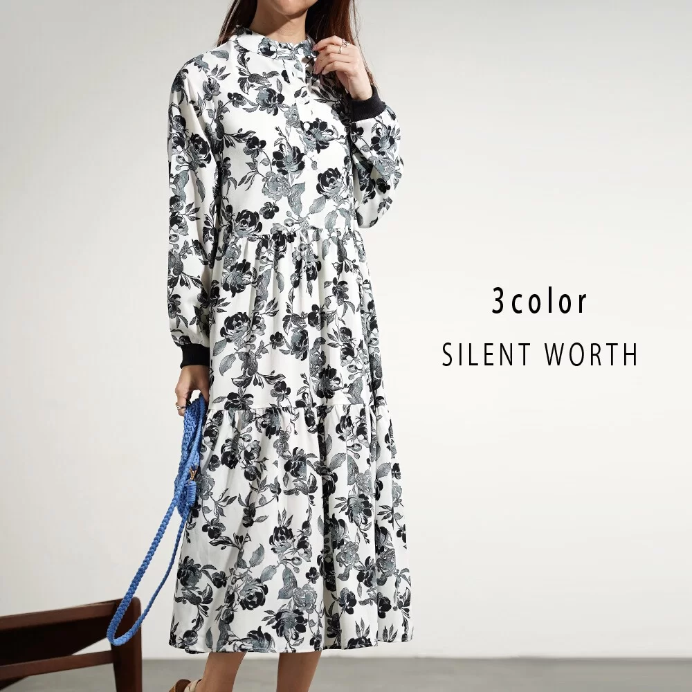 転写花柄ティアードワンピース♪