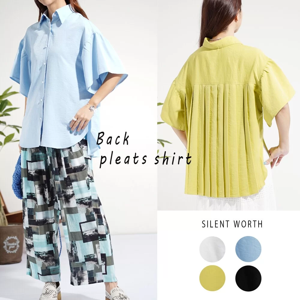 パールボタンバックプリーツシャツ♪