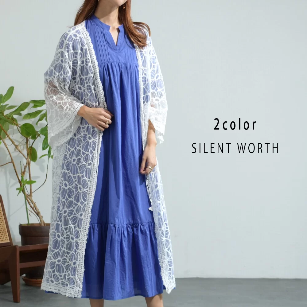 花柄刺繍チュールロングカーデ♪