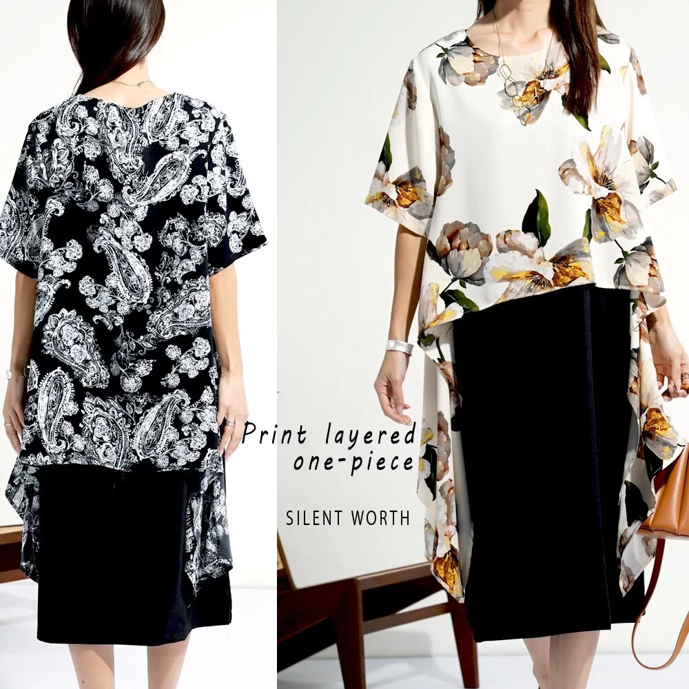 プリントレイヤードワンピース♪