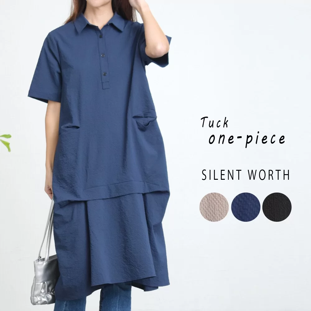 ジャカードタック襟付ワンピース♪