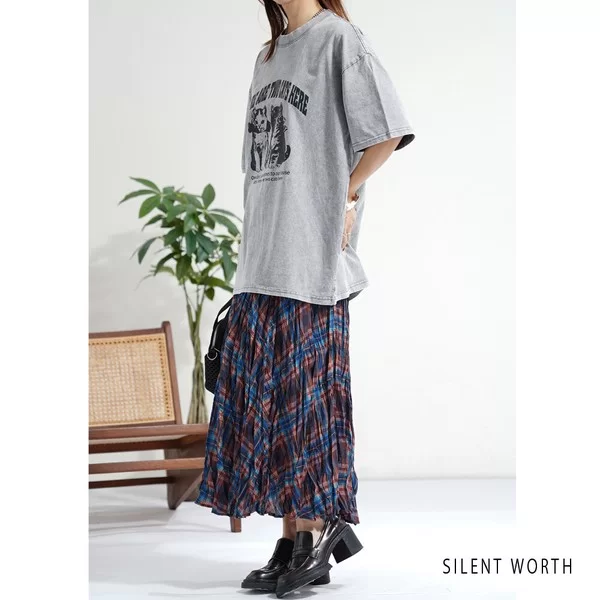 【新色追加】【2026新作】猫柄ビンテージ風Tシャツ(n)