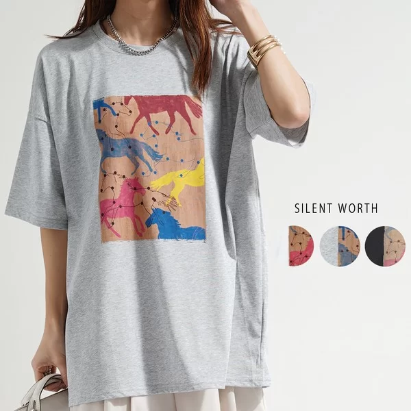 【2026新作】ホース柄ビッグTシャツ(n)