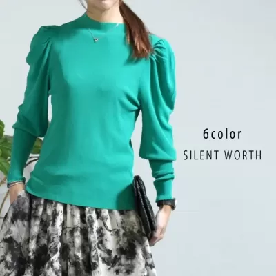 肩タックニットトップス