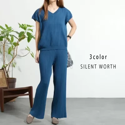 2枚セットニットプルオーバー×ニットパンツ