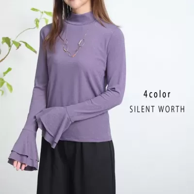 ラメ入りカットフレア袖プルオーバー