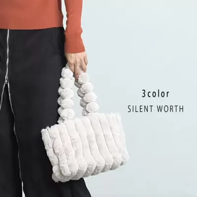 ストライプフェイクファートートバッグ