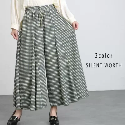 チェック柄ドロストフレアパンツ