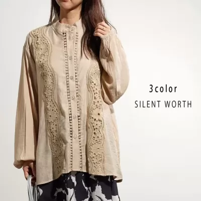 レース使いデザインシャツ