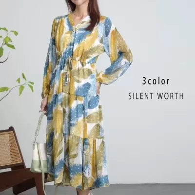 大判リーフドロストワンピース