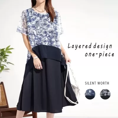 オーガンジーレイヤードアシメワンピース