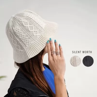 【2025新作】ケーブル編み風バゲットハット