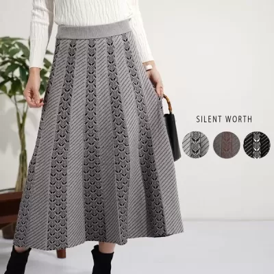 総柄ニットフレアスカート