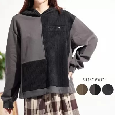 異素材切替ビッグパーカー