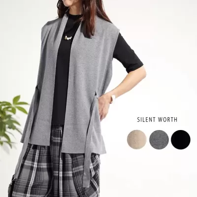 【2025新作】紐ベルト付ニットベスト