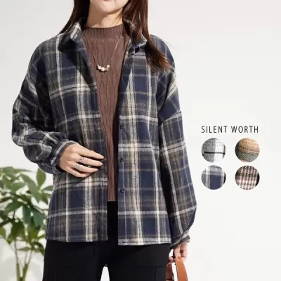 起毛チェックビッグシャツ