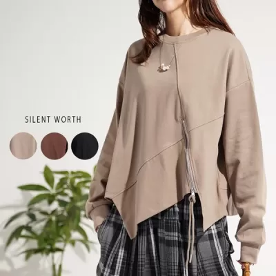 【20%OFF】【2025新作】アシメジップデザインプルオーバー(s)