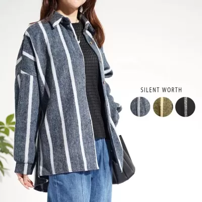起毛ストライプビッグシャツ