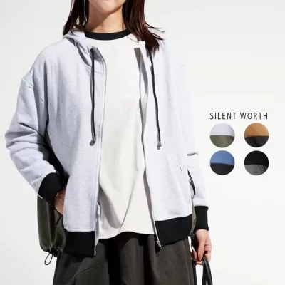 【2025新作】異素材切替ジップアップパーカー