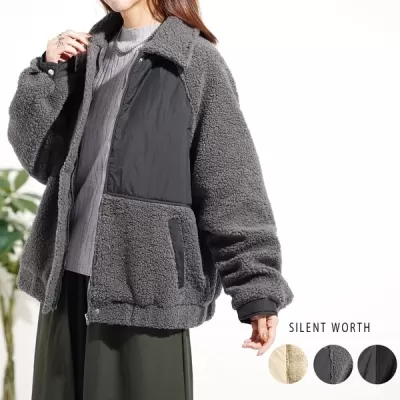 ジップアップボア切替ブルゾン