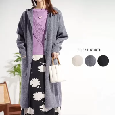 フード付ロングカーデ