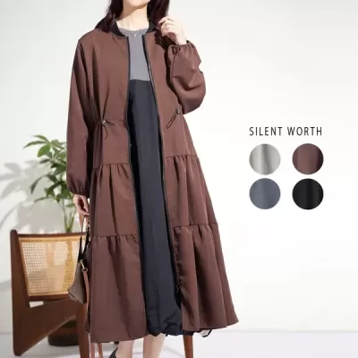 【2025新作】ティアード切替ジップアップコート