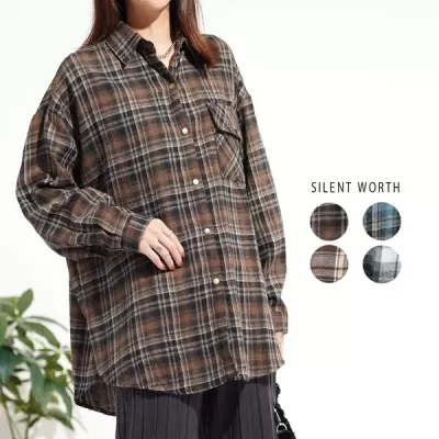 起毛チェックビッグシャツ