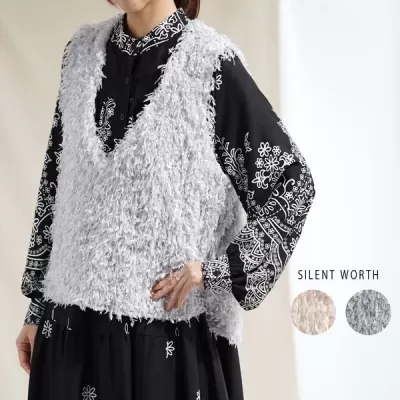 カットフリンジジャカードベスト