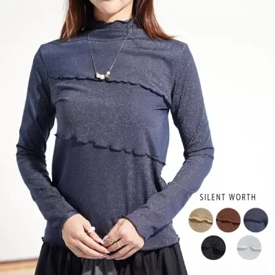 メローデザインラメカットプルオーバー